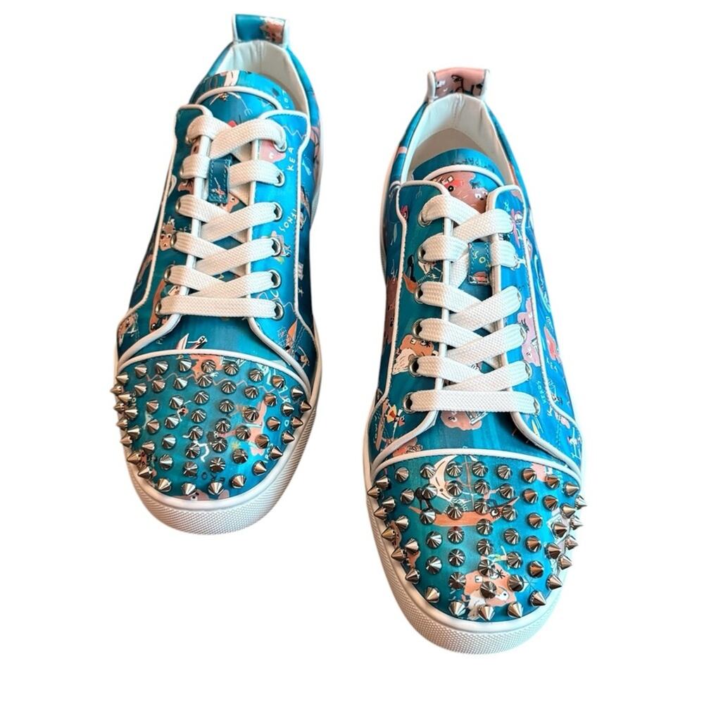 Christian Louboutin Louis Junior Spikes Sneakers Oddyssey Print EU 40 US Men's 7 - Picture 2 of 11